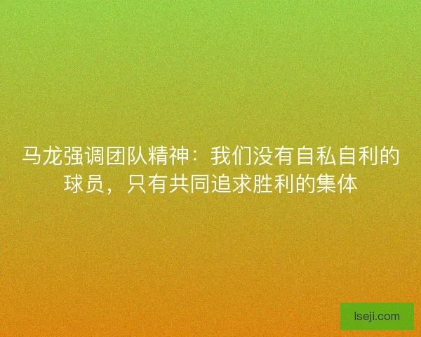 马龙强调团队精神：我们没有自私自利的球员，只有共同追求胜利的集体