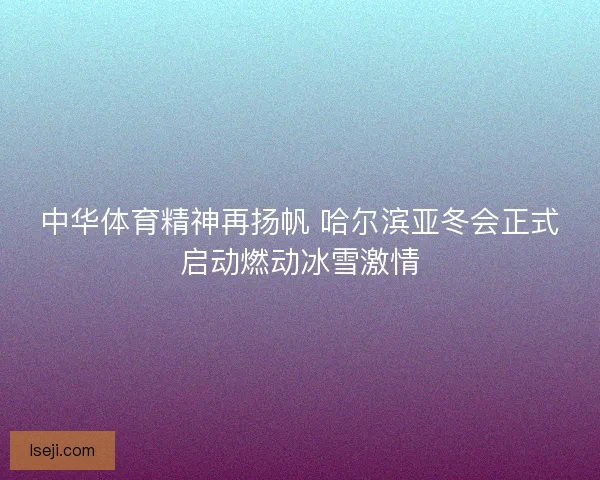 中华体育精神再扬帆 哈尔滨亚冬会正式启动燃动冰雪激情
